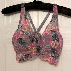 PINK Victoria's Secret Pink and Gray Floral Bra